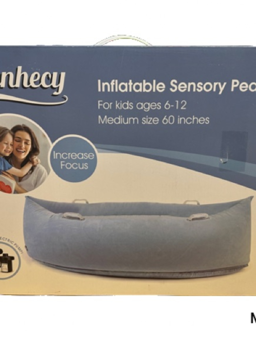 Inflatable Sensory PeaPod - Light Blue, medium, 60 inches, Henhecy pod with pump